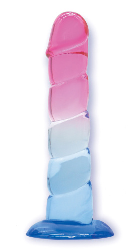 Shades, 7.5" Swirl Jelly Tpr Gradient Dong - Pink and Blue  2