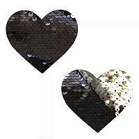 Sequin Medusa Magic Flip Black to Silver I Heart  U Nipztix Pasties