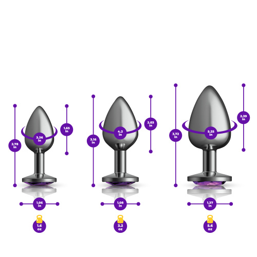 Purple Round Gem Anal Trainer Kit - Gunmetal  2