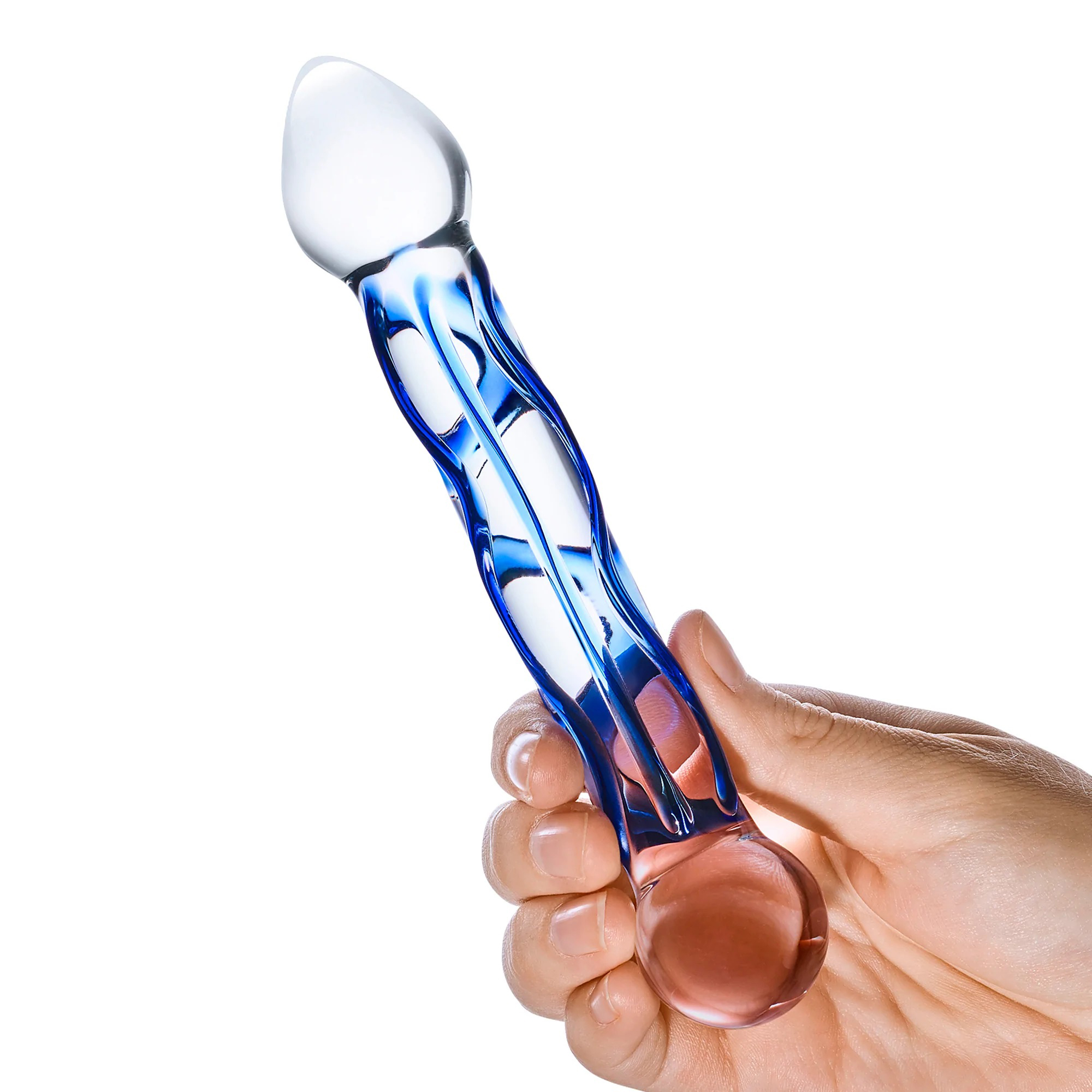 6.5 Inch Full Tip Textured Glass Dildo - Image 5
