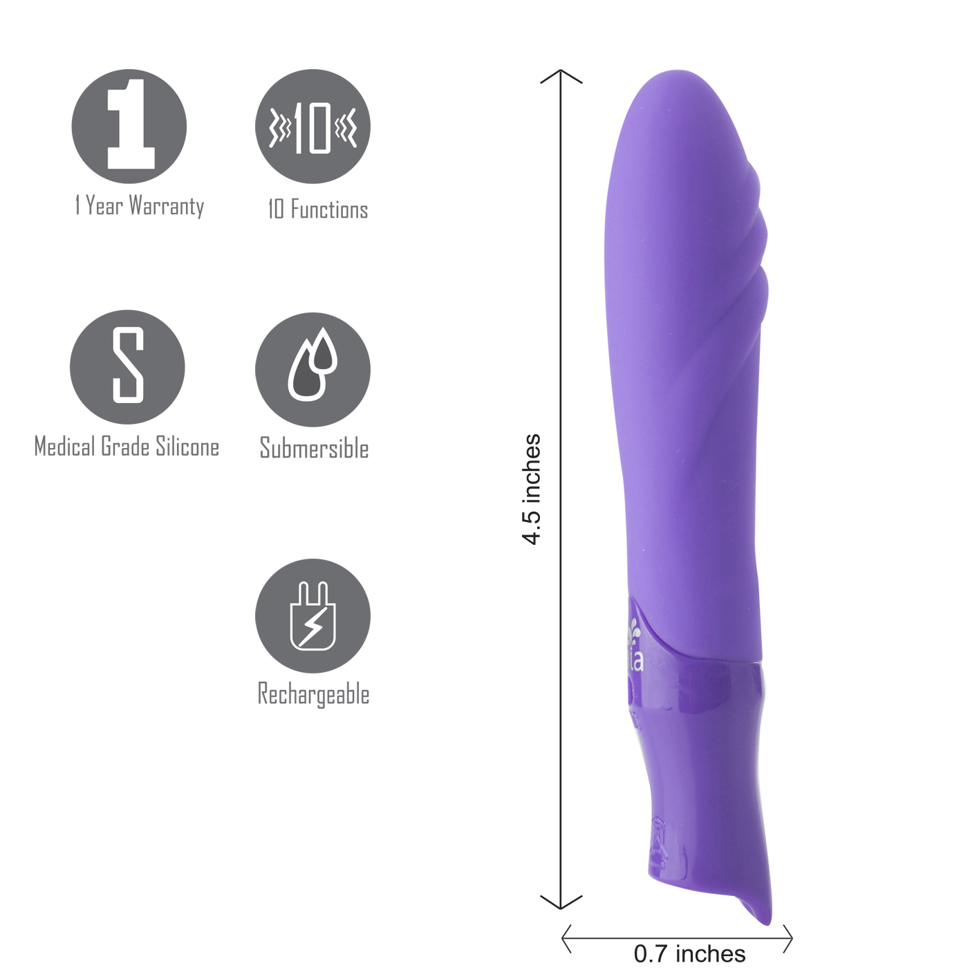 Margo Silicone Textured Bullet Vibrator - Neon Purple - Image 5