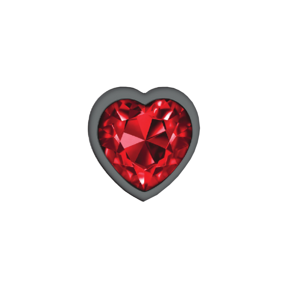 Deep Red Heart Gem Gunmetal Metal Plug - Md - Image 5