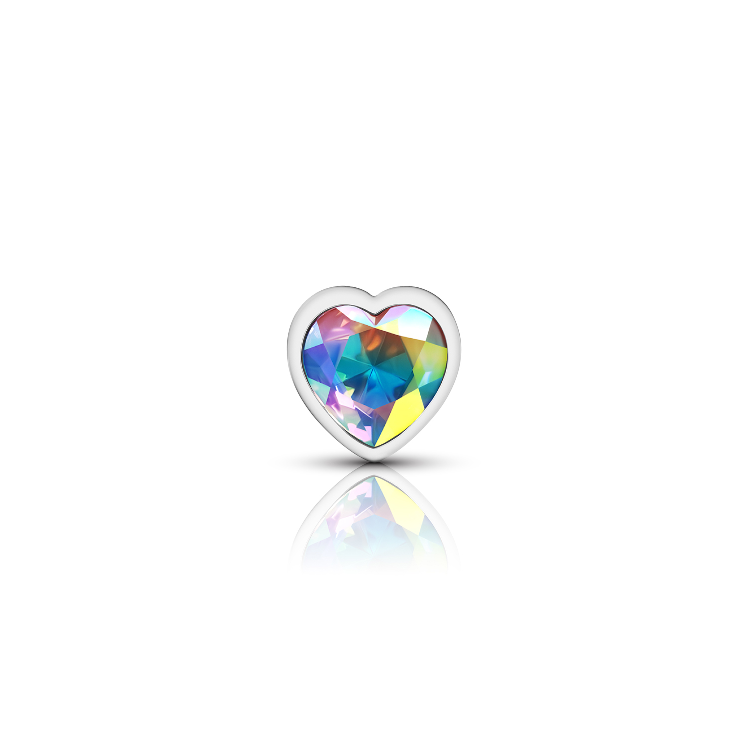 Clear Iridescent Heart Gem Silver Metal Plug - Sm - Image 3
