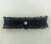 Satin Leg Garter - One Size - Black With Black Lace