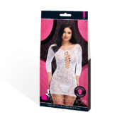 Lace Off the Shoulder Mini Dress - One Size -White