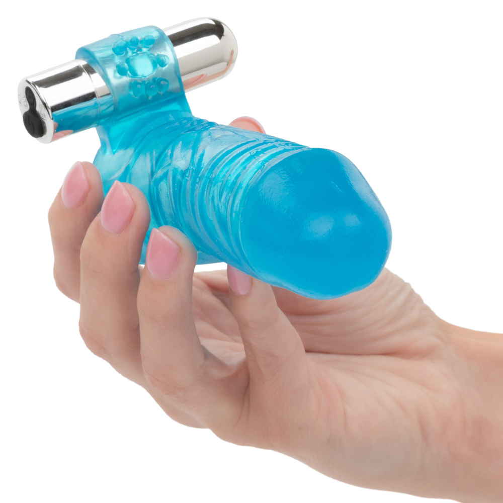 Up Extended It Up Vibrating Extension Sleeve - Blue Rechargeable - Image 2