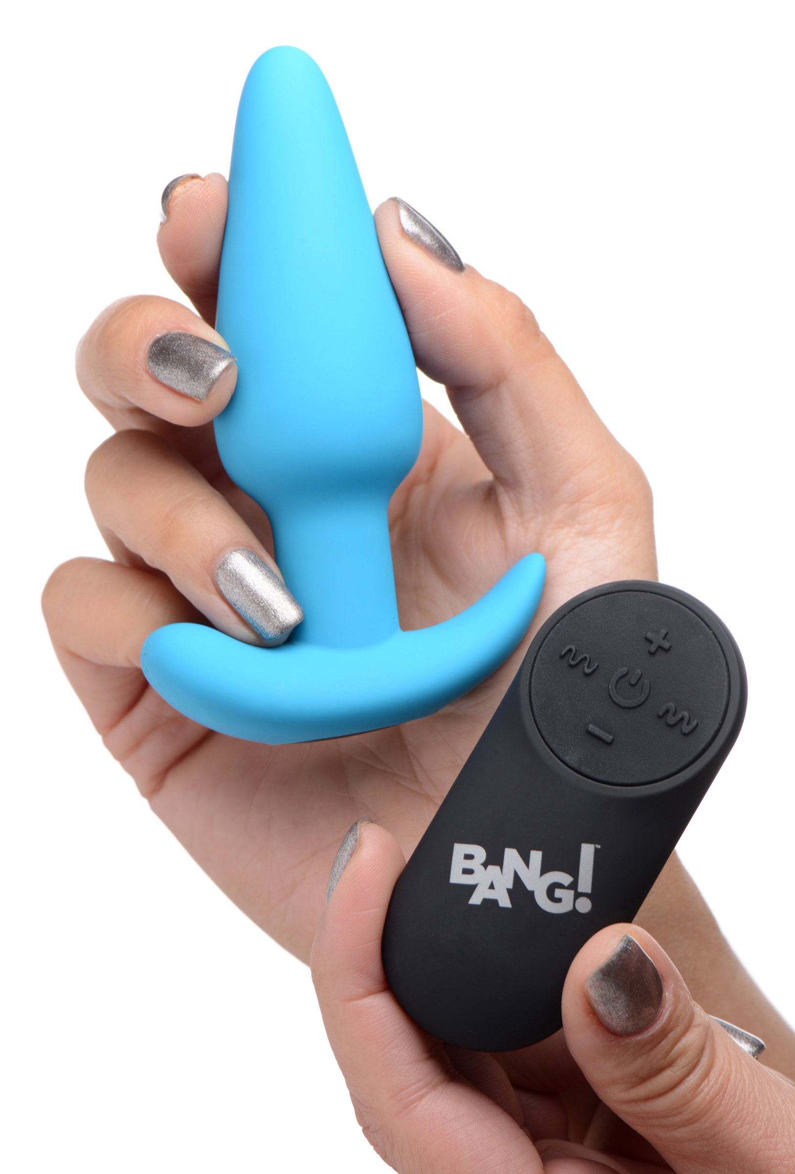 21x Silicone Butt Plug With Remote - Blue - Image 2