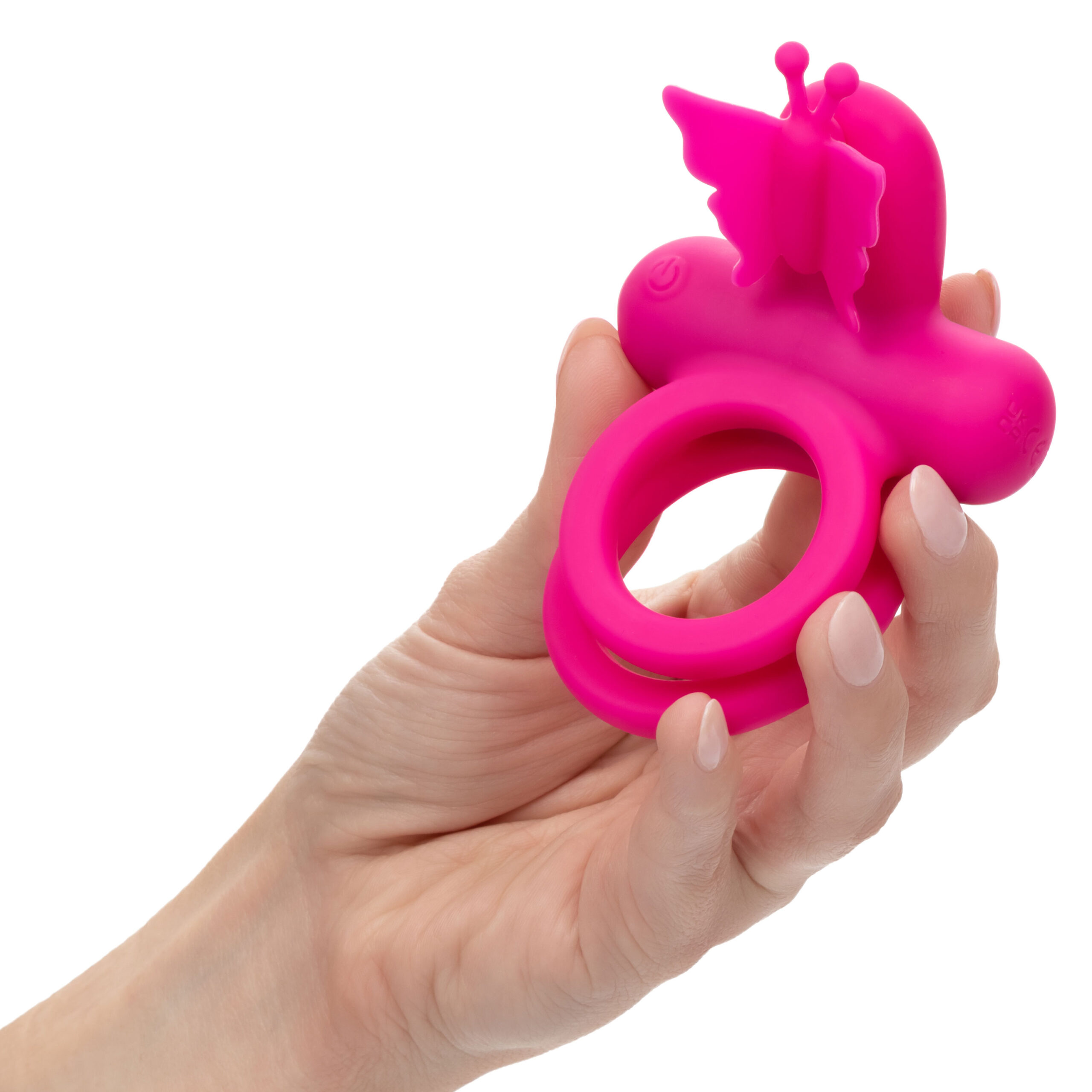Silicone Rechargeable Dual Butterfly Ring - Pink - Image 5