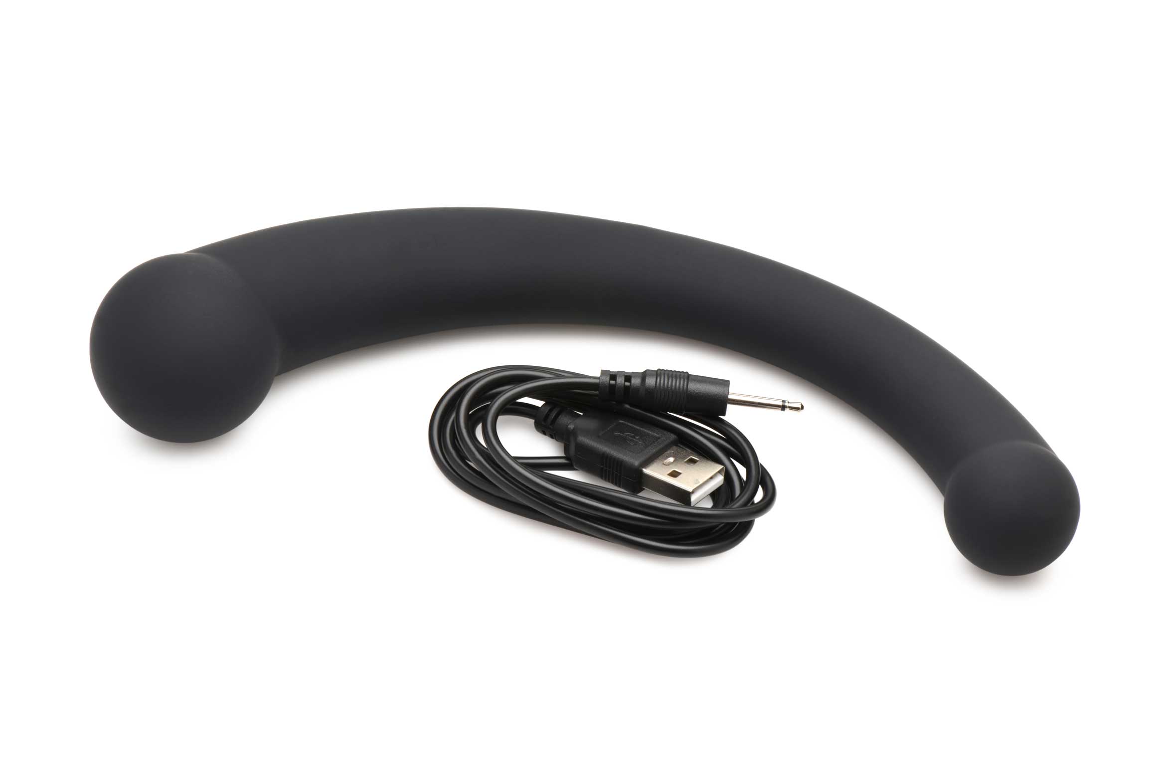 10x Vibra-Crescent Silicone Dual Ended Dildo - Black - Image 3