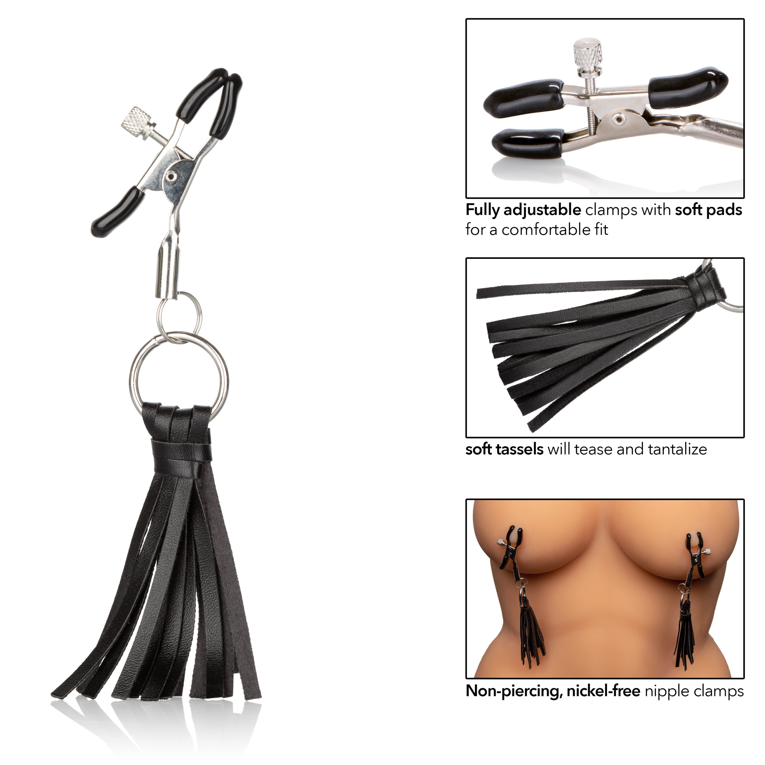Nipple Play Playful Tassels Nipple Clamps - Black - Image 3
