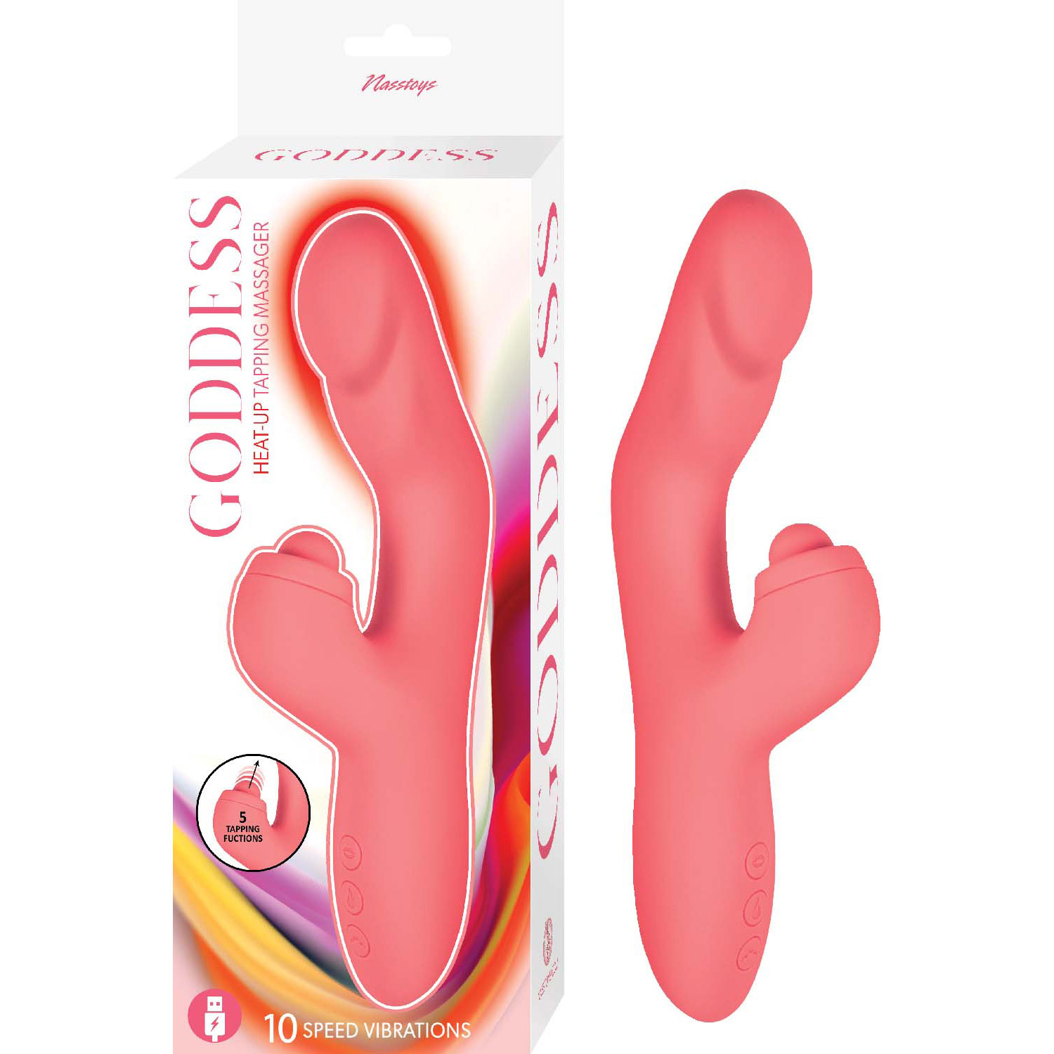 Goddess Heat Up Tapping Massager - Coral - Image 2