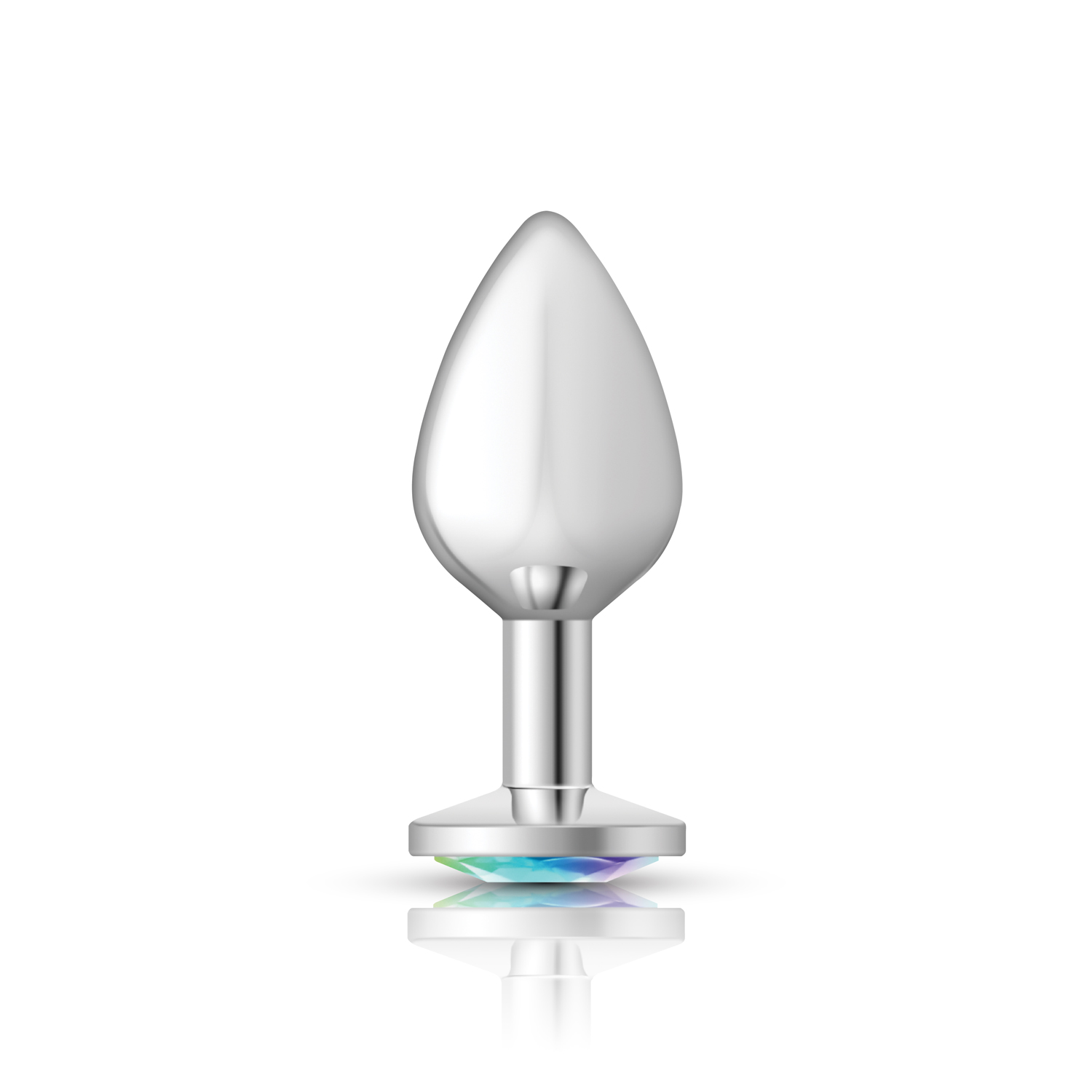 Clear Iridescent Round Gem Silver Metal Plug - Md - Image 4
