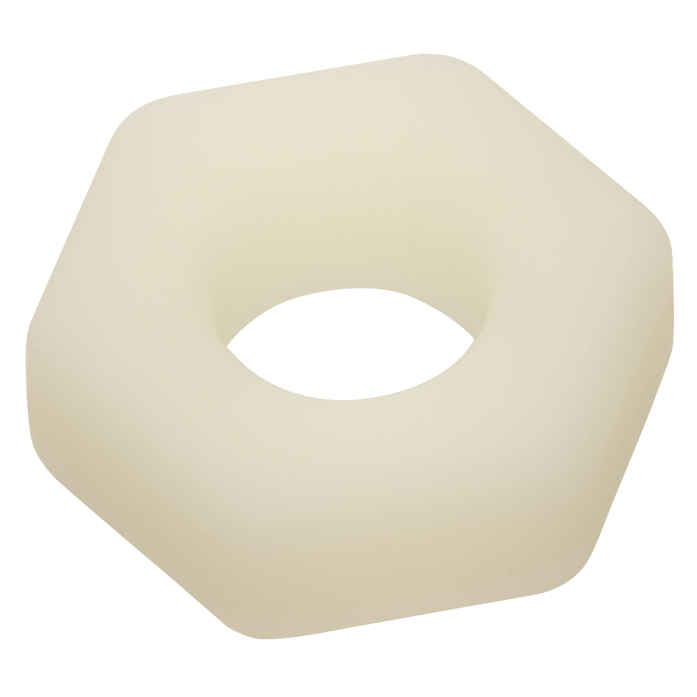 Alpha Glow-in-the-Dark Liquid Silicone Prolong Sexagon Ring - White - Image 4