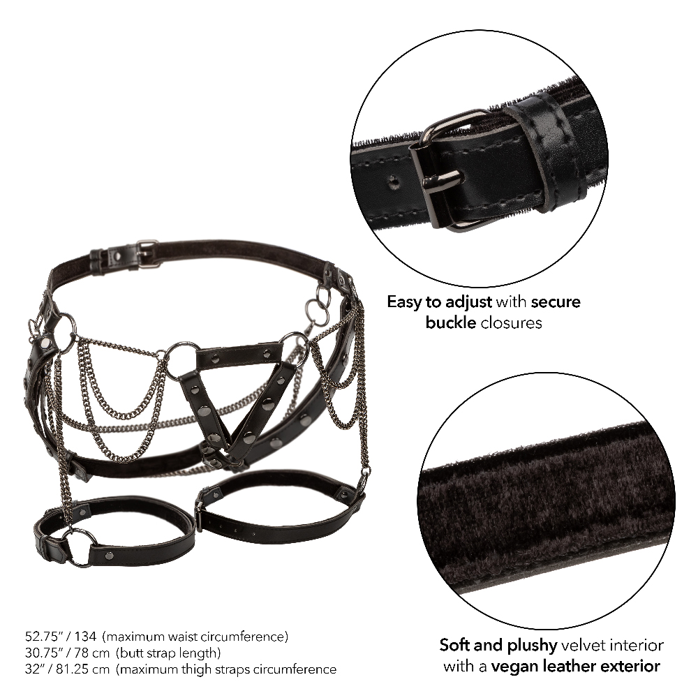 Euphoria Collection Plus Size Thigh Harness With Chains - Black - Image 2