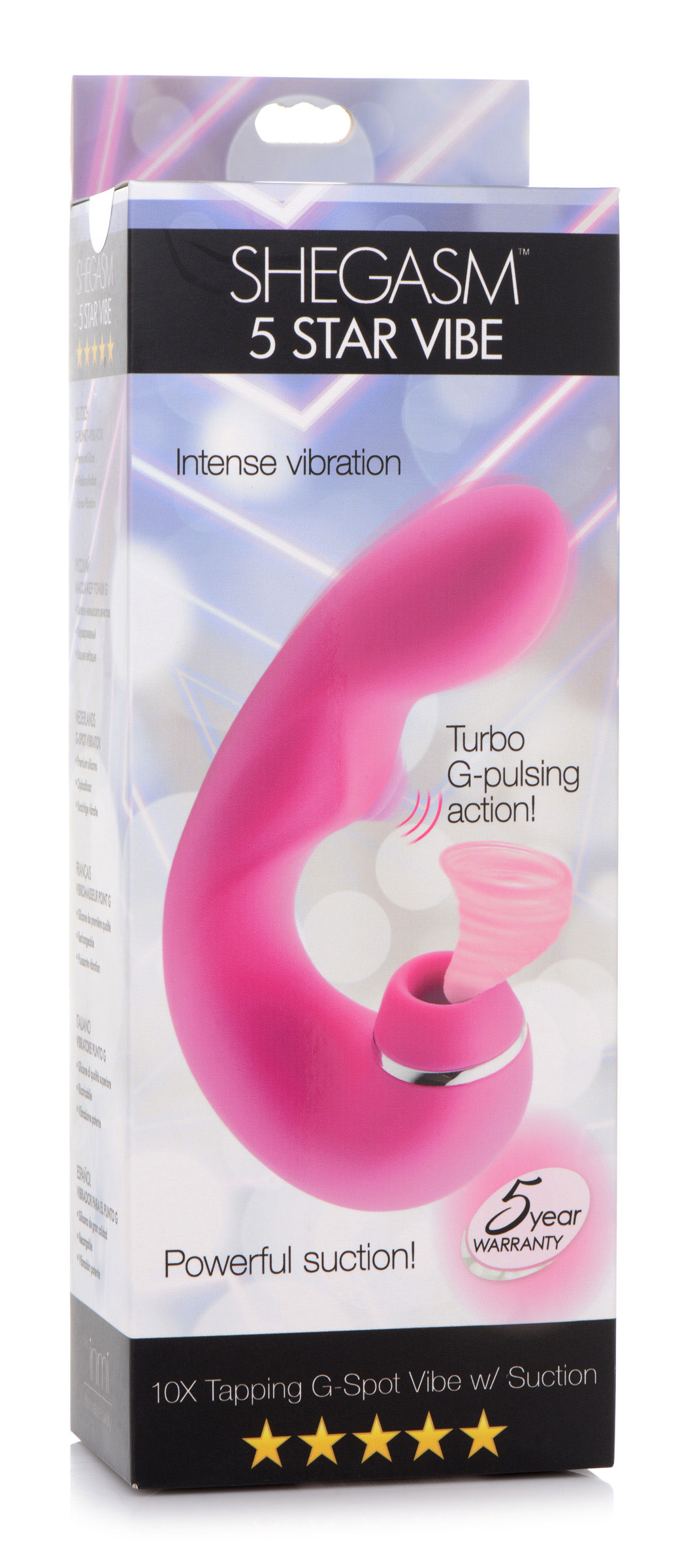 Shegasm 5 Star 10x Tapping G-Spot Vibe With Suction - Pink - Image 5