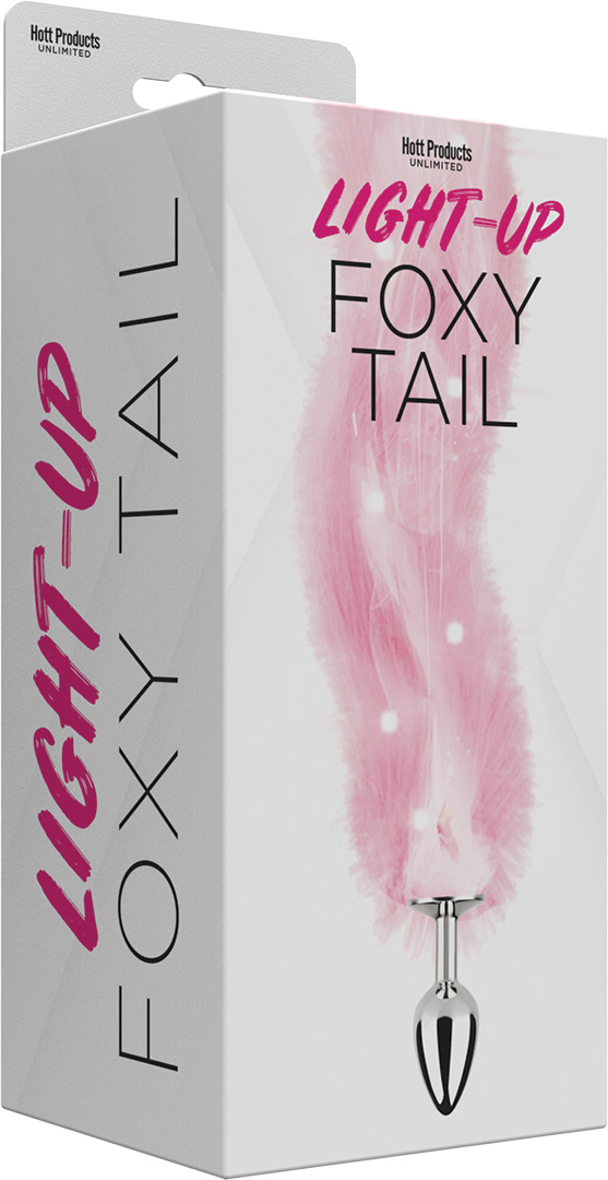 Foxy Tail - Light Up Faux Fur Butt Plug - Pink Plug - Pink - Image 3