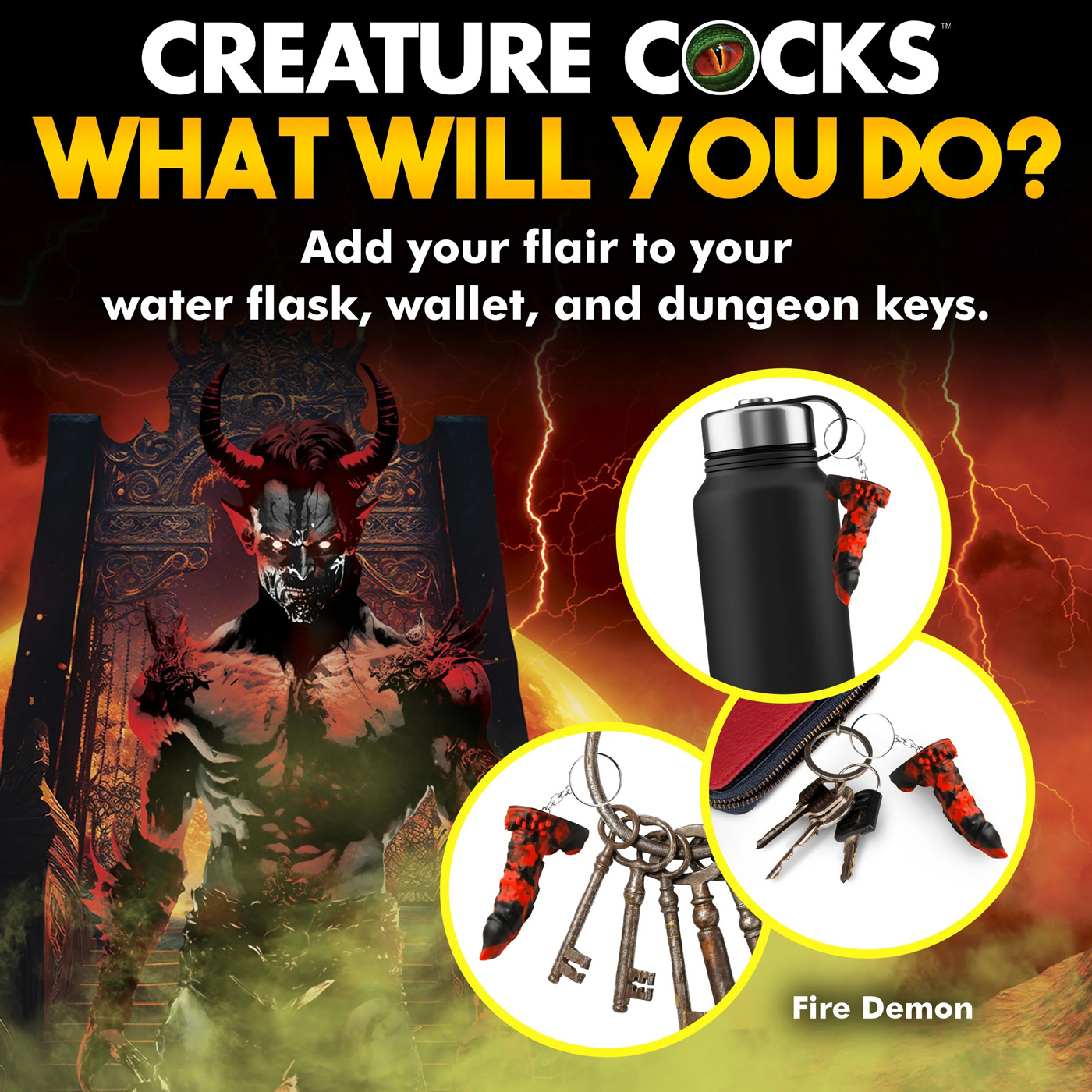 Fire Demon Keychain - Red/black - Image 3
