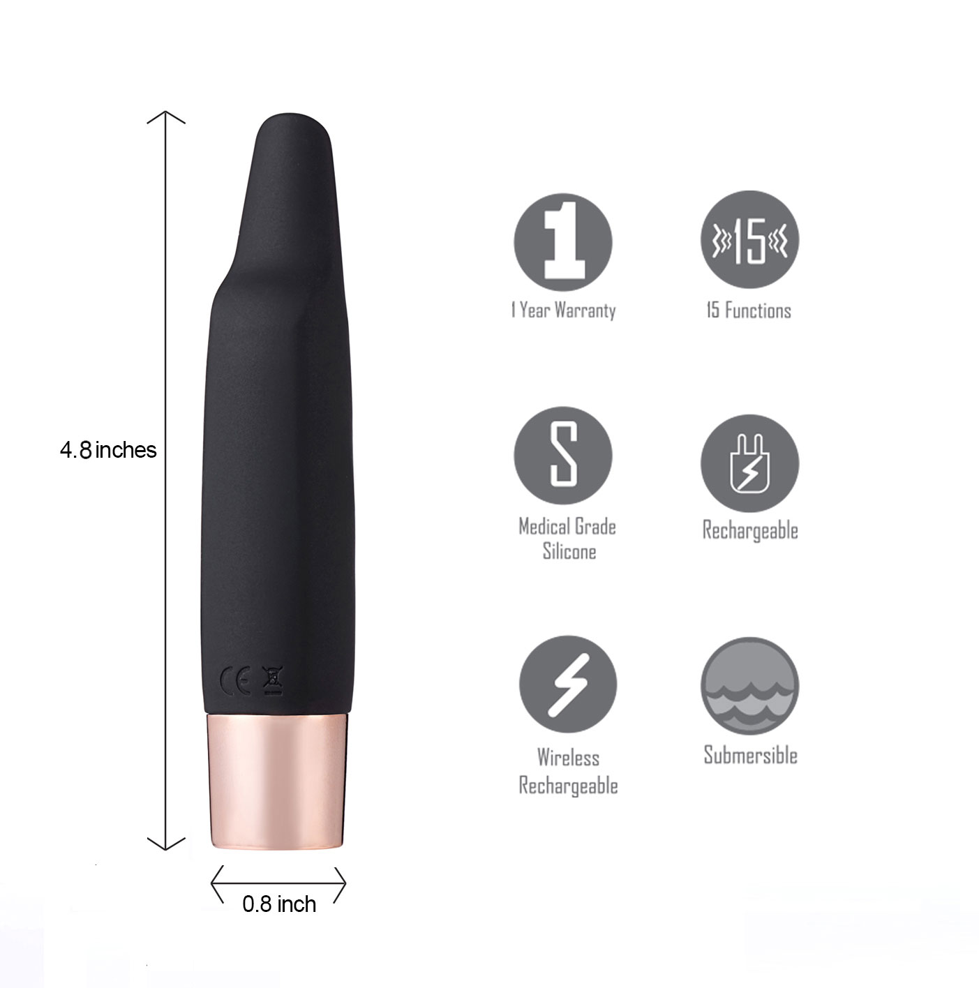Aspen 15-Function Rechargeable Wireless Flickering Tip Vibrator - Black - Image 5