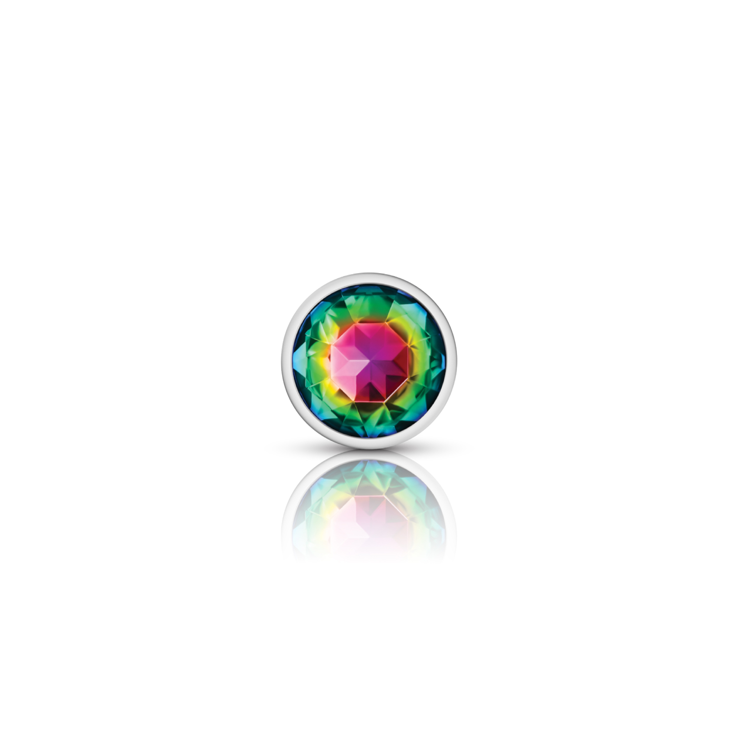 Rainbow Round Gem Silver Metal Plug - Sm - Image 3