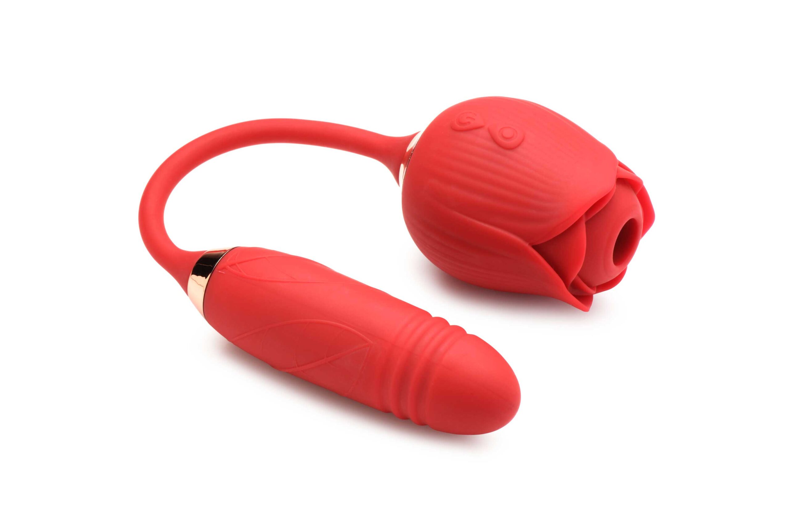 Bloomgasm Romping Rose Suction and Thrusting Vibrator - Red - Image 4