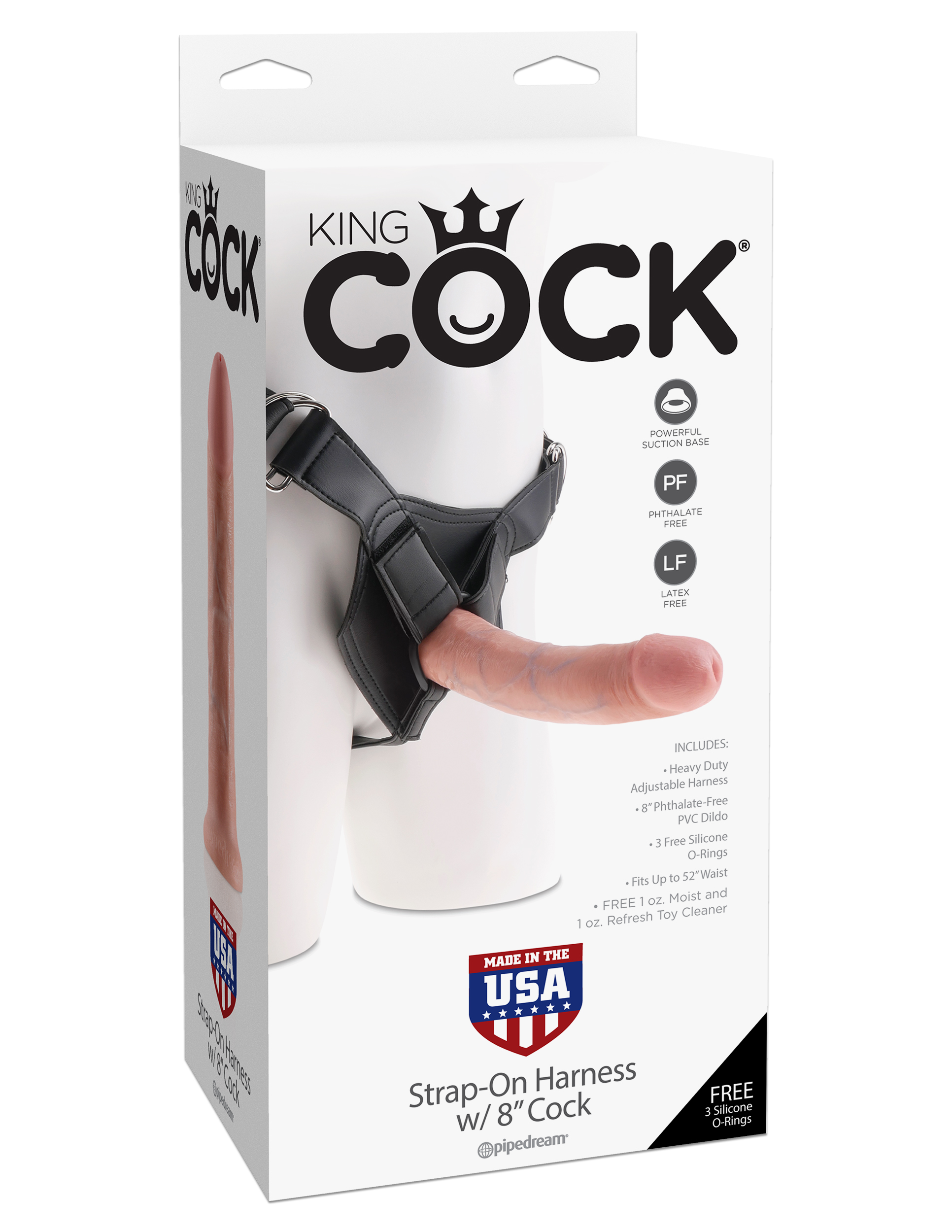 King Cock Strap on Harness With 8 Inch Cock - Flesh - Image 4