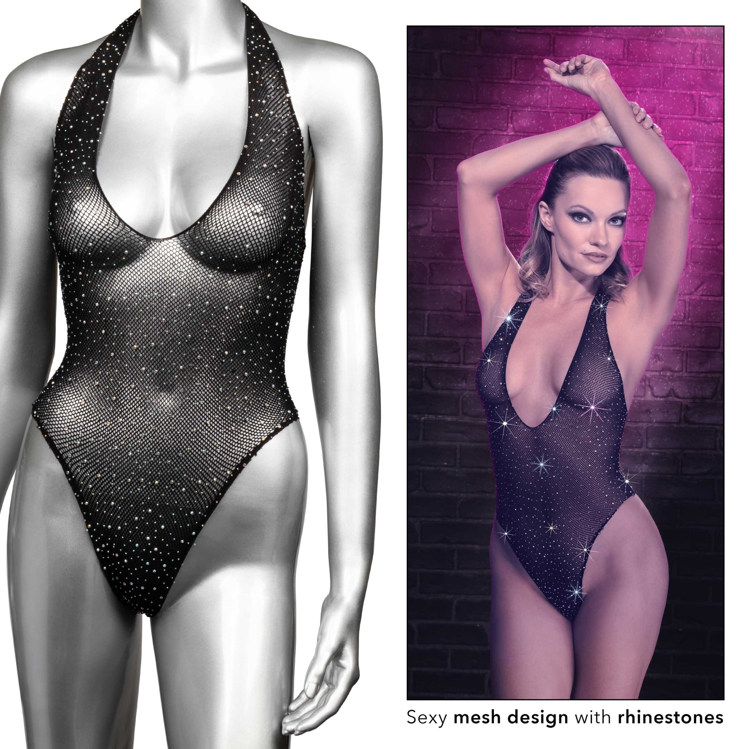 Radiance Deep v Body Suit - One Size - Black - Image 3