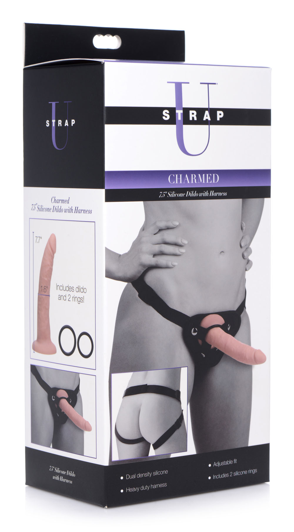 Charmed 7.5 Inch Silicone Dildo With Harness - Image 3