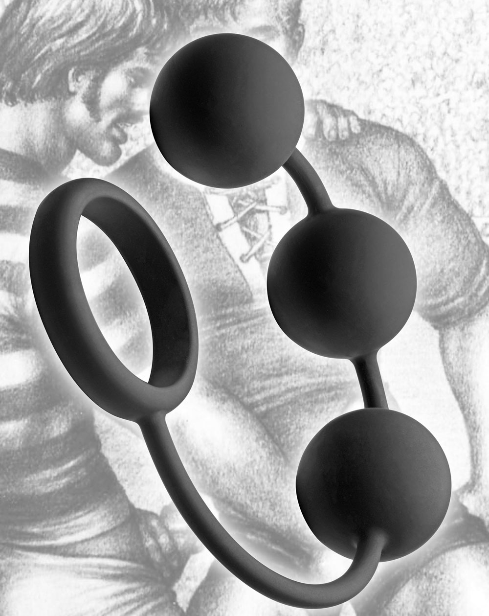 Tom of Finland Silicone Cock Ring With 3 Weighted Balls - Image 2