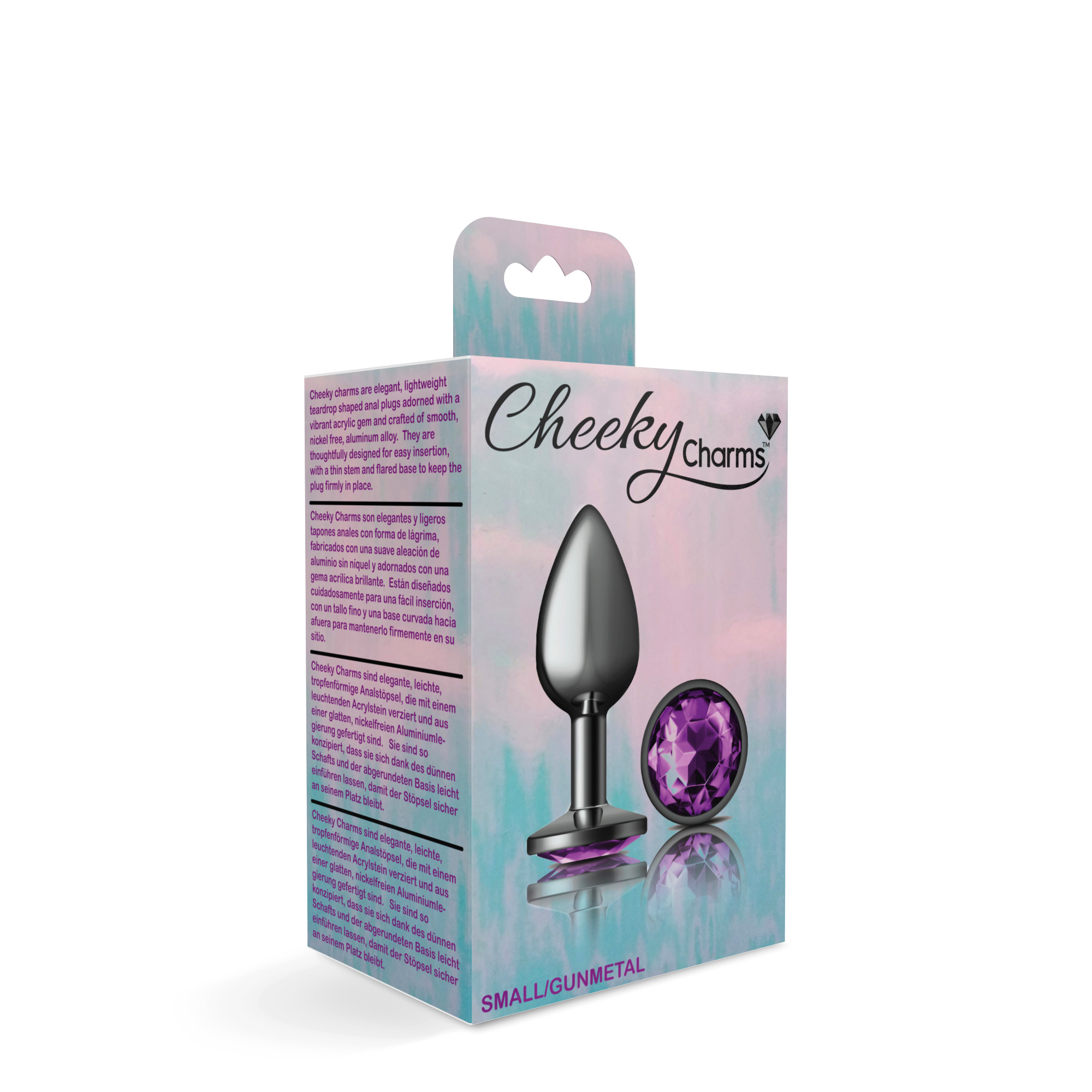 Purple Round Gem Gunmetal Metal Plug - Sm - Image 4