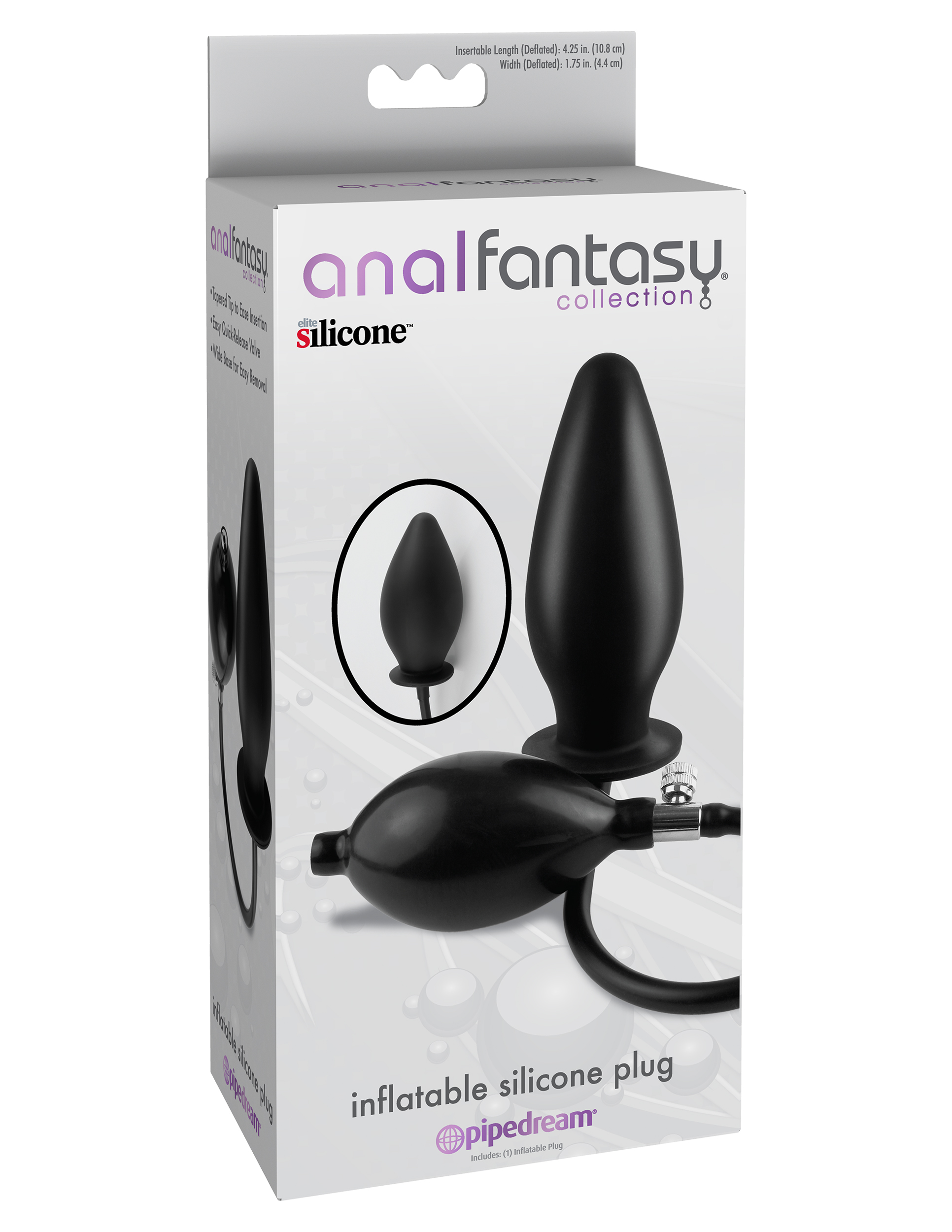 Anal Fantasy Collection Inflatable Silicone Plug - Black - Image 2