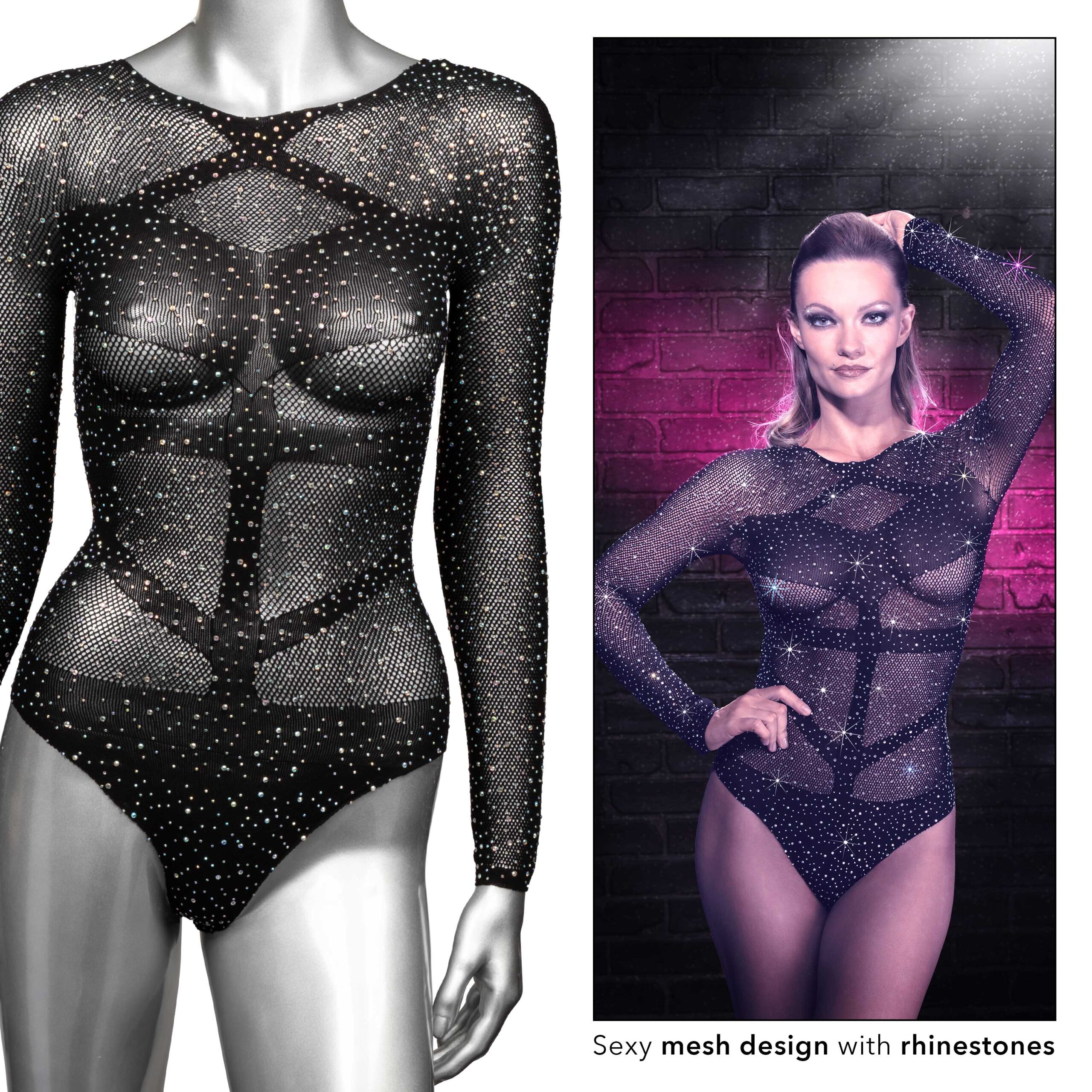 Radiance Long Sleeve Body Suit - One Size - Black - Image 3