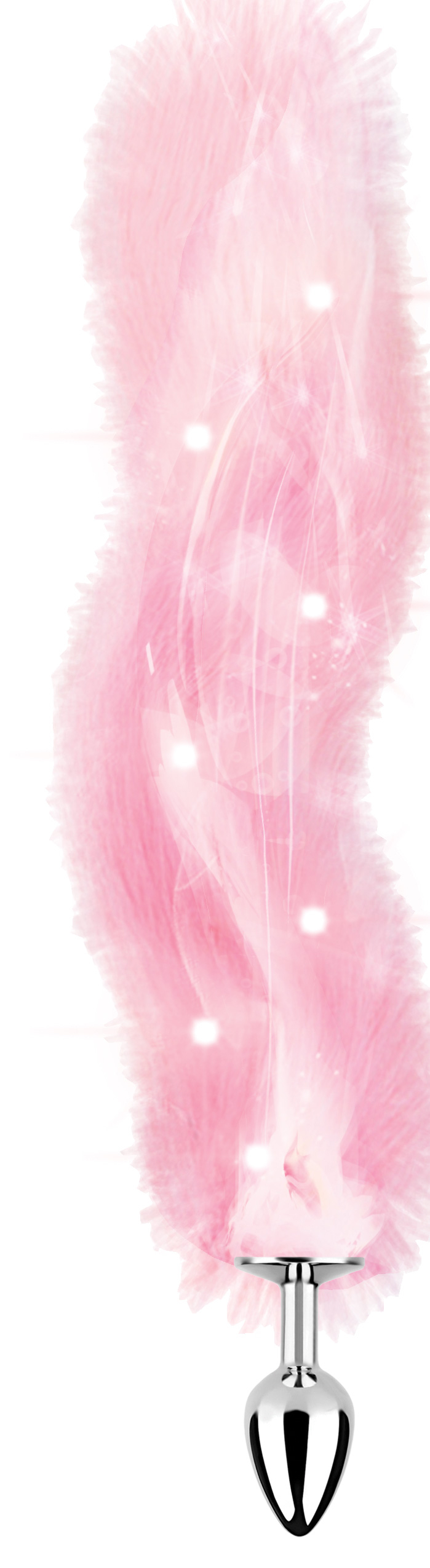 Foxy Tail - Light Up Faux Fur Butt Plug - Pink Plug - Pink - Image 2