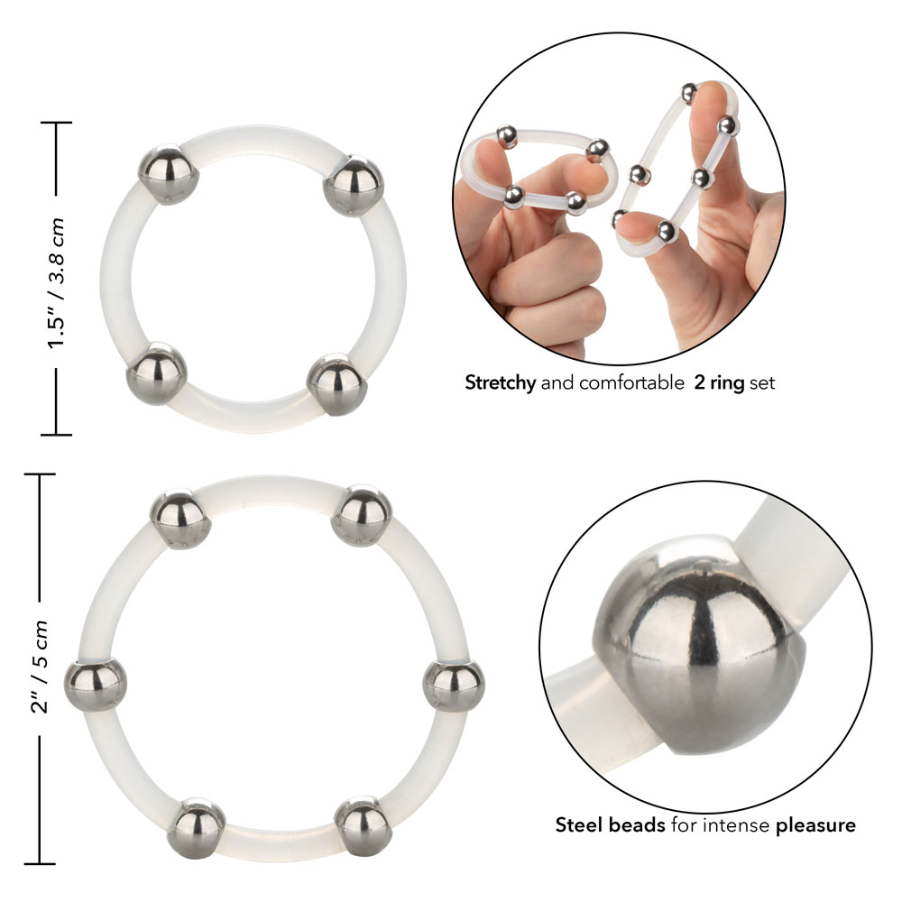Steel Beaded Silicone Ring Set - Image 2