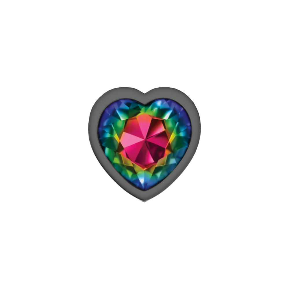 Rainbow Heart Gem Gunmetal Metal Plug - Sm - Image 5