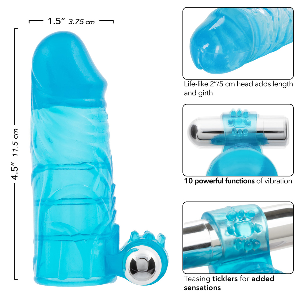 Up Extended It Up Vibrating Extension Sleeve - Blue Rechargeable - Image 3