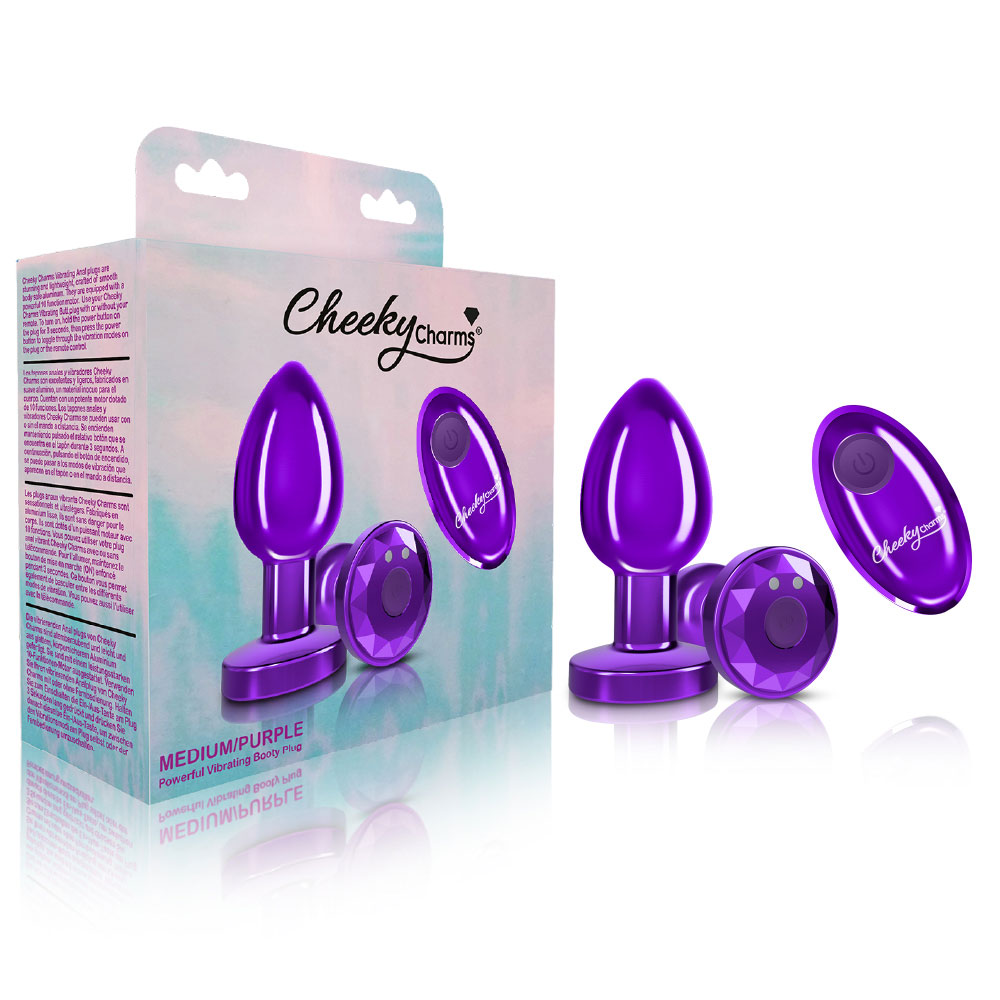 Vibrating Purple Metal Remote Plug - Medium