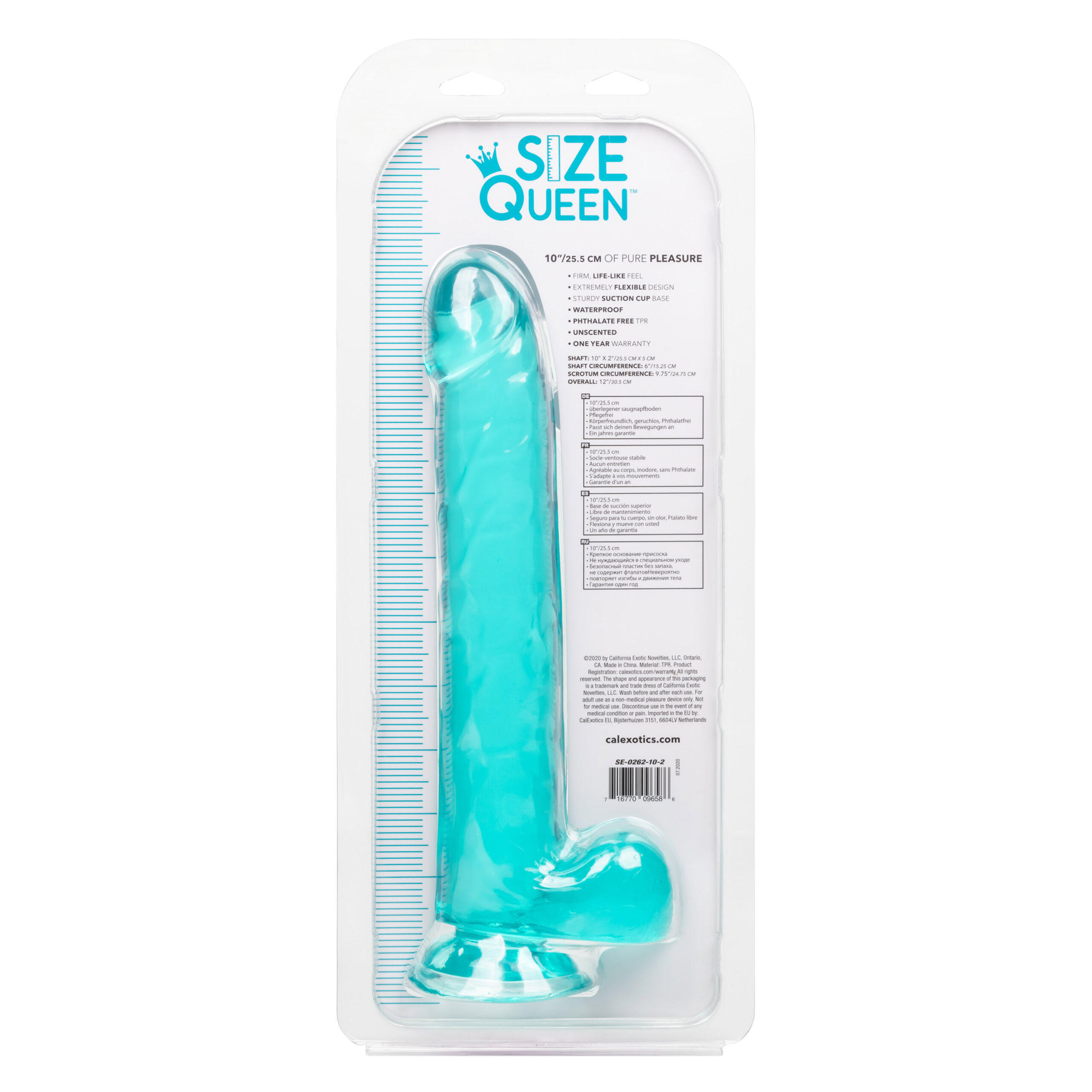 Size Queen 10 inch/25.5 Cm - Blue - Image 2
