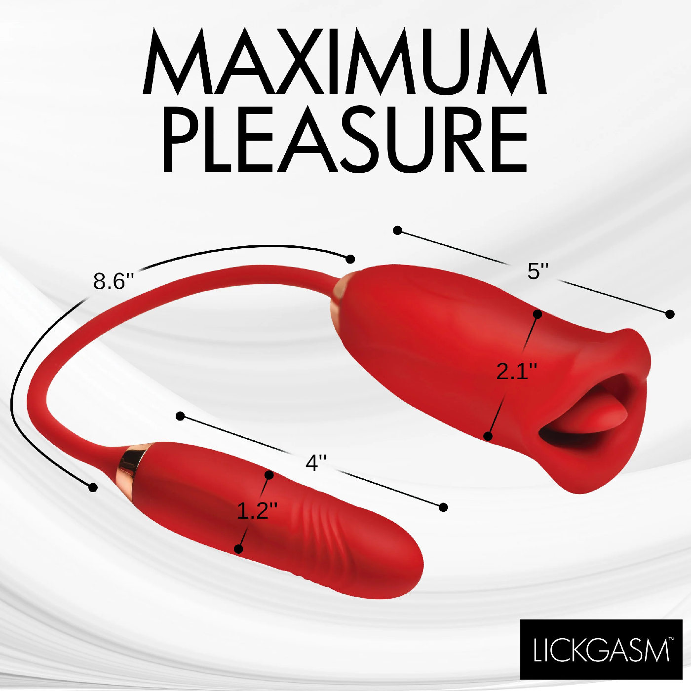 Magic Kiss Kissing Clitoral Stimulator With Thrusting Vibrator - Red - Image 2