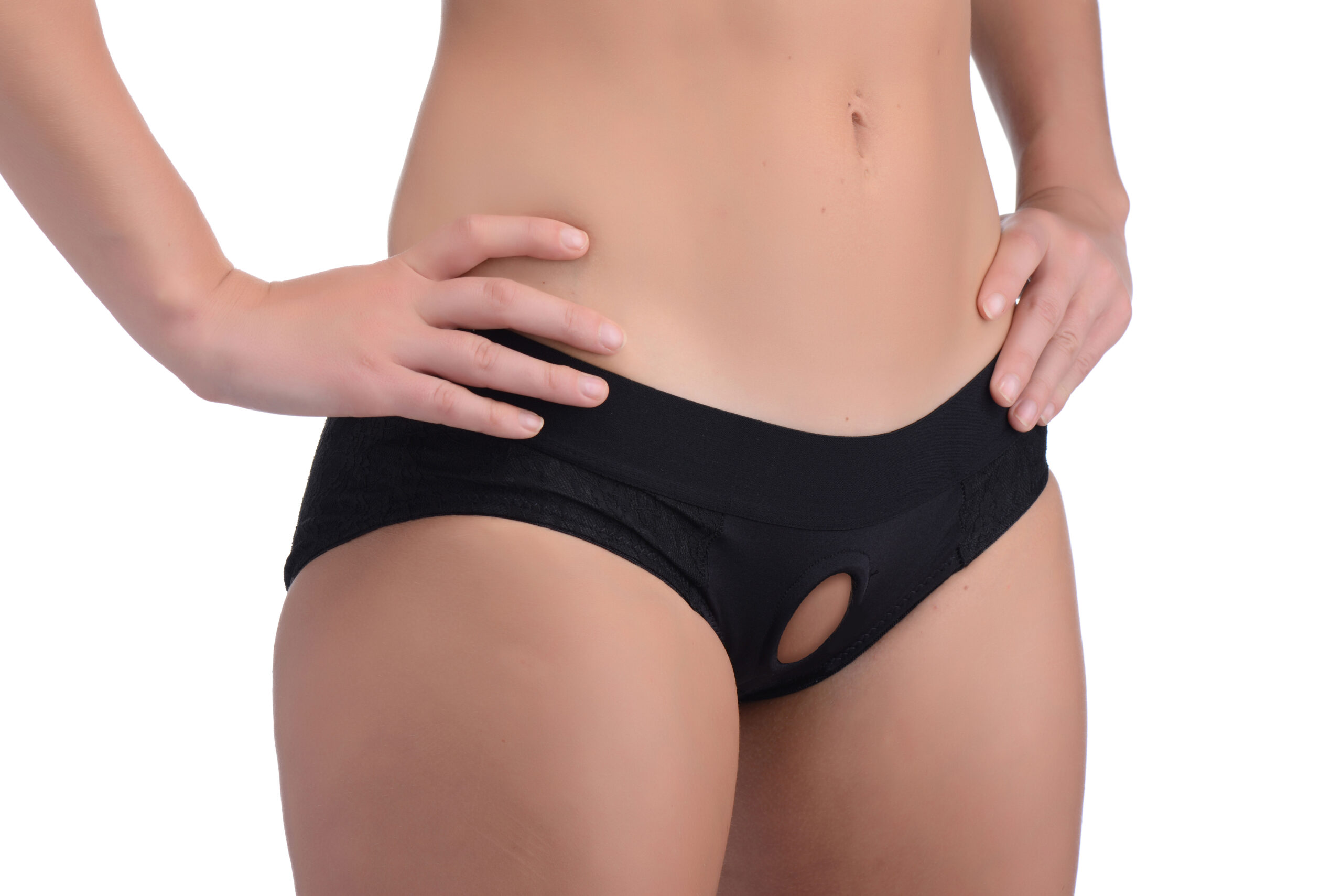 Lace Envy Black Crotchless Panty Harness - L/xl - Image 4