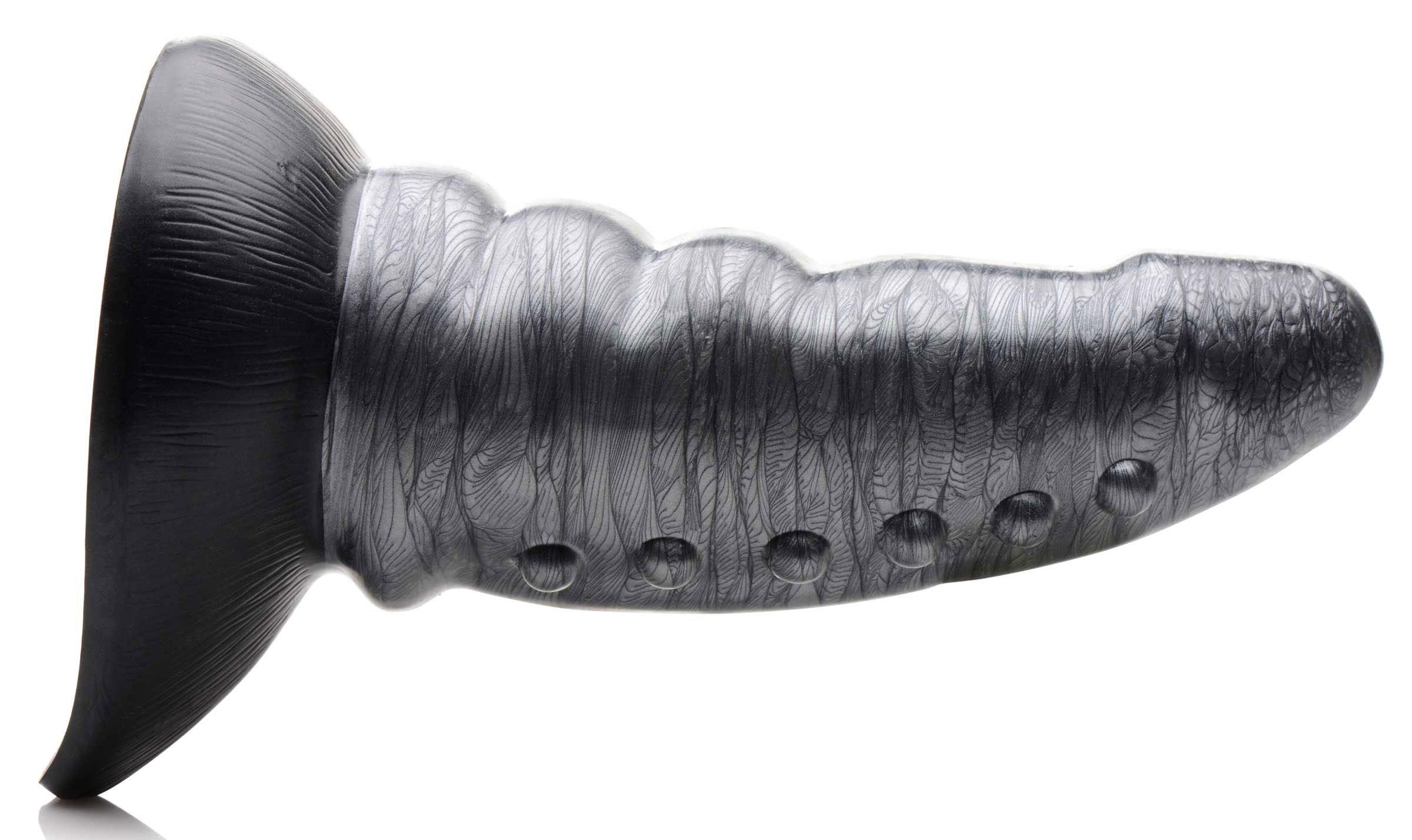Beastly Tapered Bumpy Silicone Dildo - Silver - Image 4