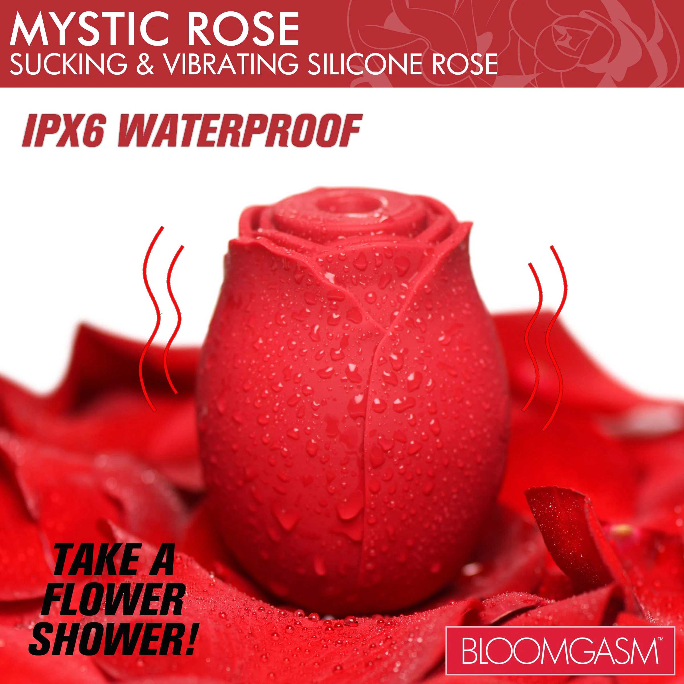 Mystic Rose Sucking and Vibrating Silicone Rose - Red - Image 4