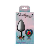 Rainbow Heart Gem Gunmetal Metal Plug - Lg