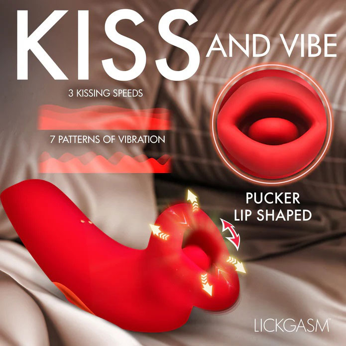 Plump Kiss Sucking and Vibrating Clitoral Stimulator - Red - Image 3