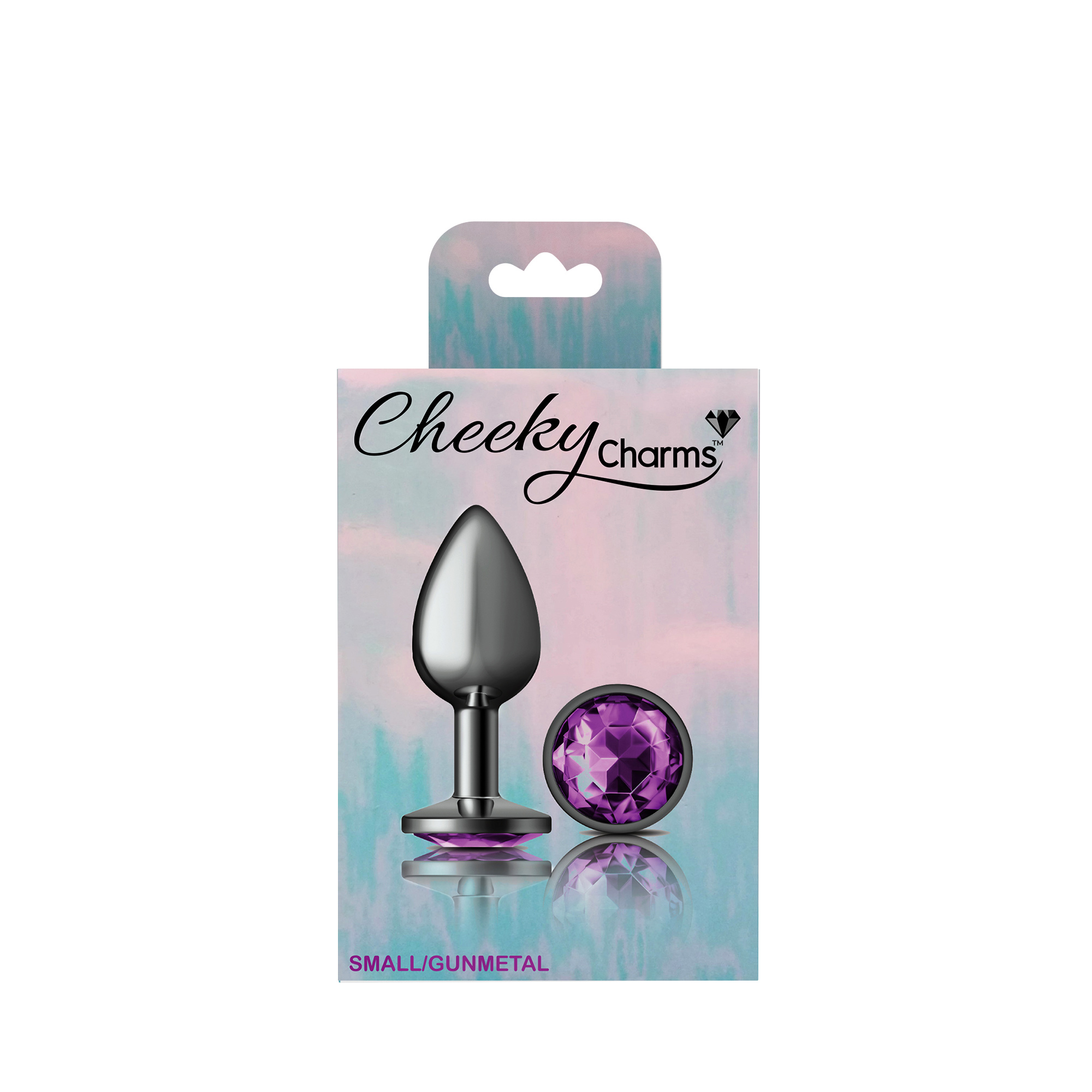 Purple Round Gem Gunmetal Metal Plug - Sm - Image 5