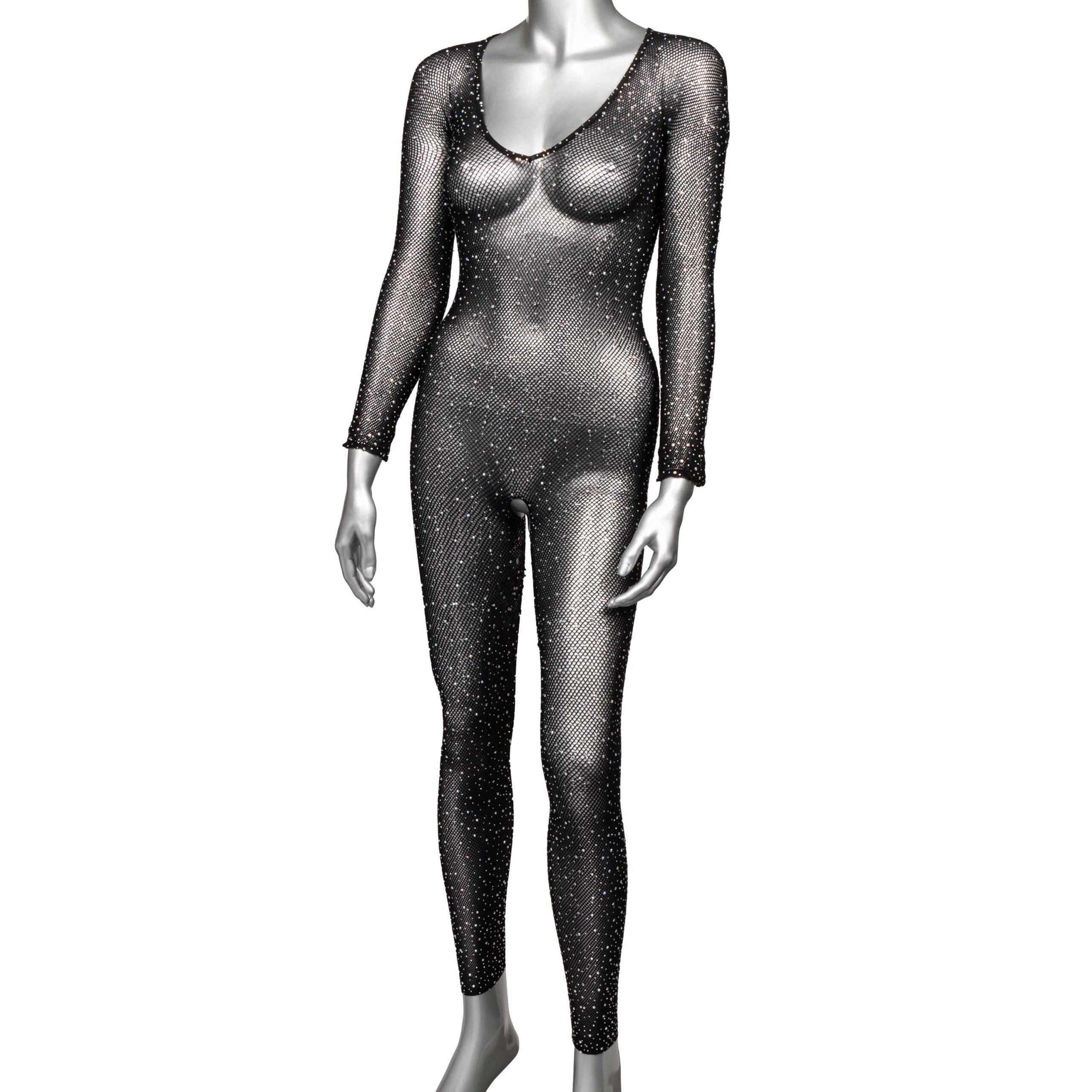 Radiance Crotchless Full Body Suit - Queen - Black - Image 3