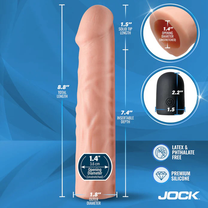 Jock Vibrating Penis Extension with Remote - Light - Image 4
