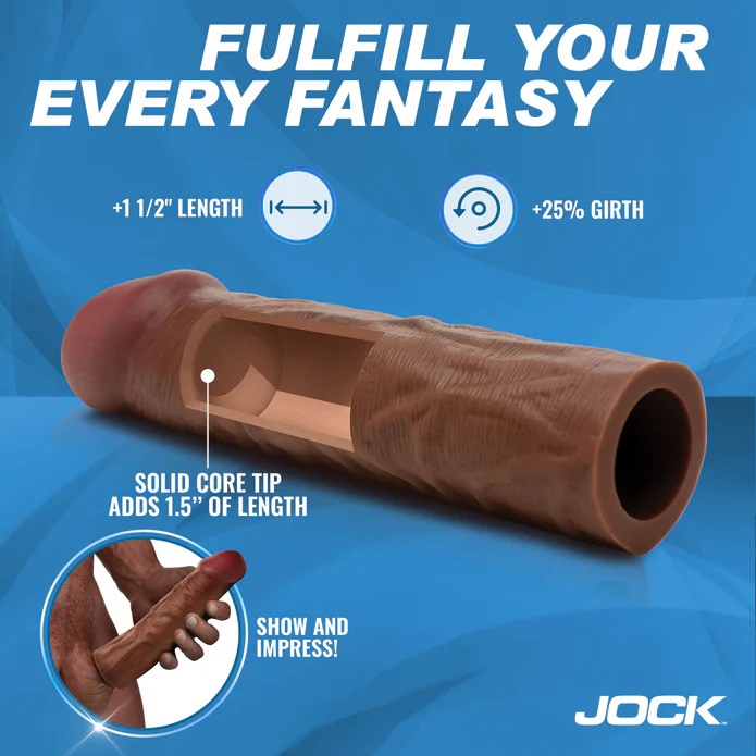 Jock 1.5" Silicone Penis Extension Sleeve - Dark - Image 3