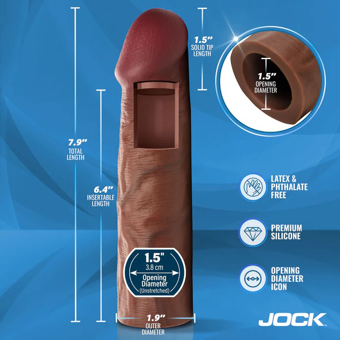 Jock 1.5" Silicone Penis Extension Sleeve - Dark - Image 4