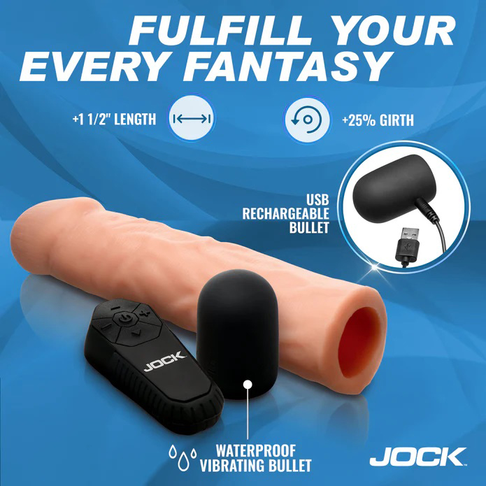 Jock Vibrating Penis Extension with Remote - Light - Image 3