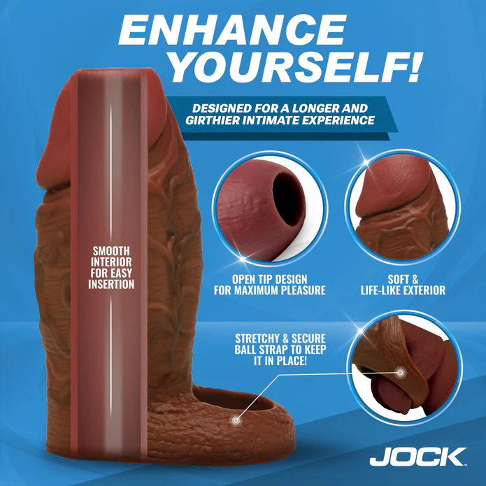 Jock Silicone Penis Extension Sleeve - Dark - Image 2